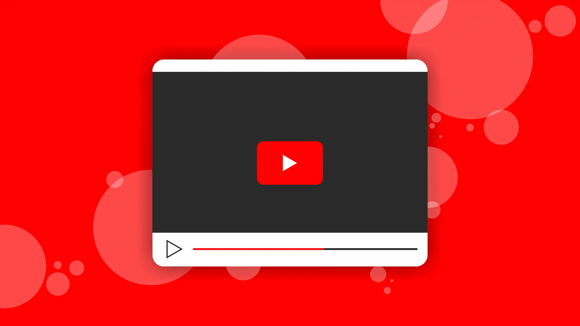 Video player window with a red play button and a part-filled progress bar on a red background