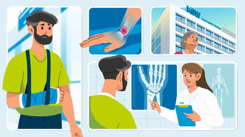 Illustration aus dem Erklärvideo. Osteoporose.