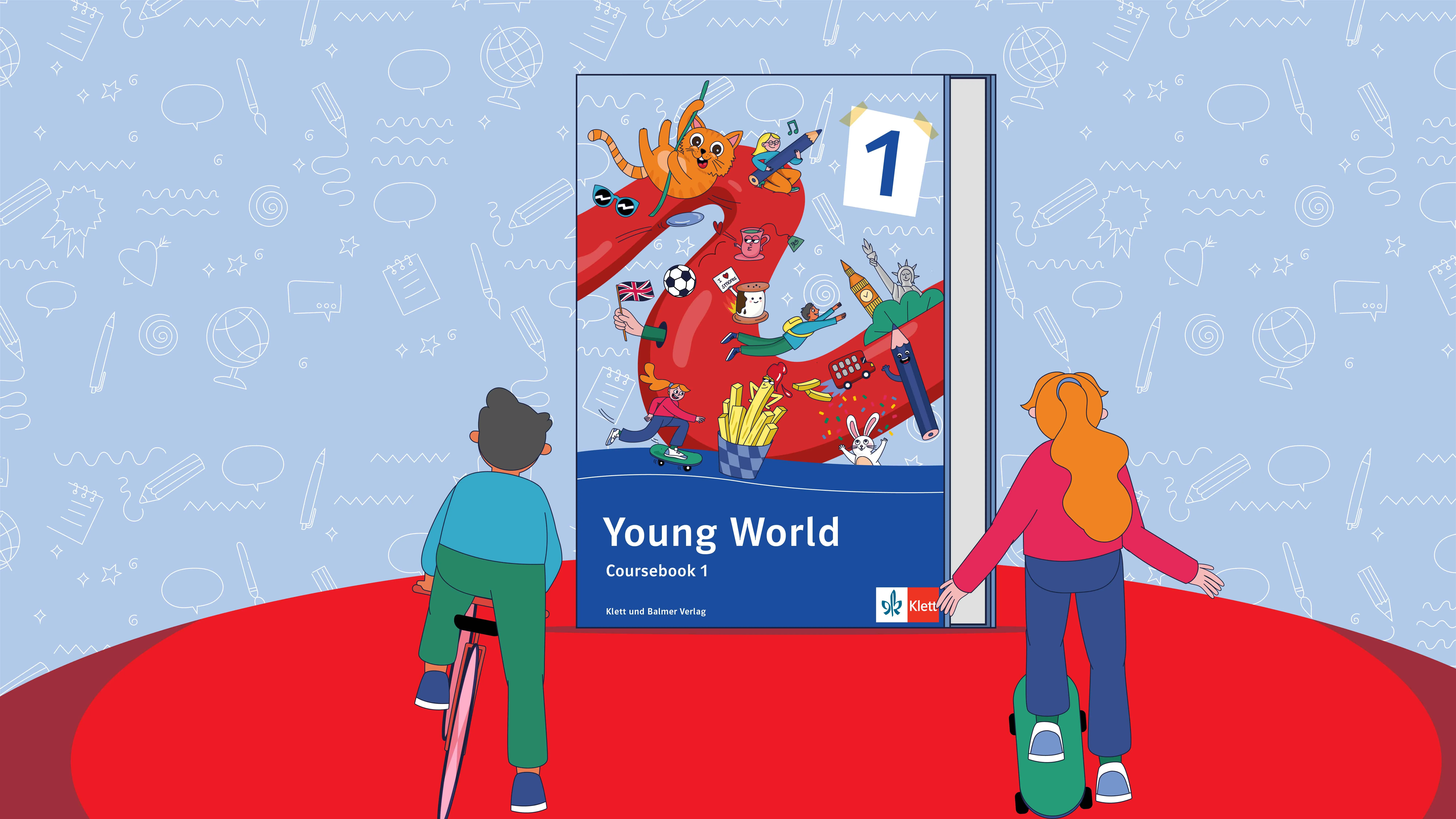 Illustration aus dem Erklärvideo Young World Lehrmittelbeschrieb.